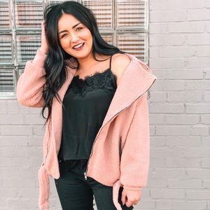 Pink Teddy Moto Jacket